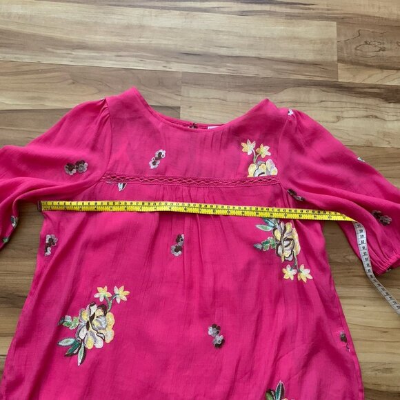 Figueroa and Flower Top Petite Medium 1/2 Sleeve Pink Floral Removable Cami NWT - Picture 2 of 12